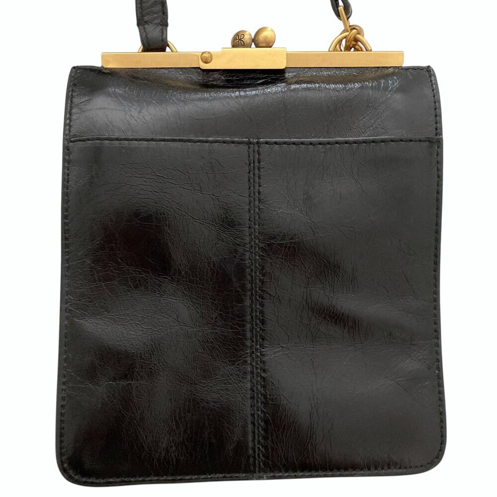 Vintage HOBO Leather Rectangular Crossbody Bag Hinged Black - Picture 4 of 13